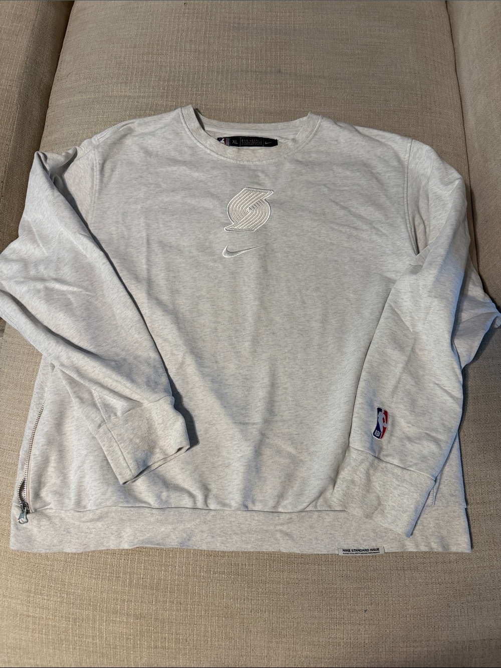 Nike Light Gray Crewneck Sweatshirt with Subtle Embroidered Logo